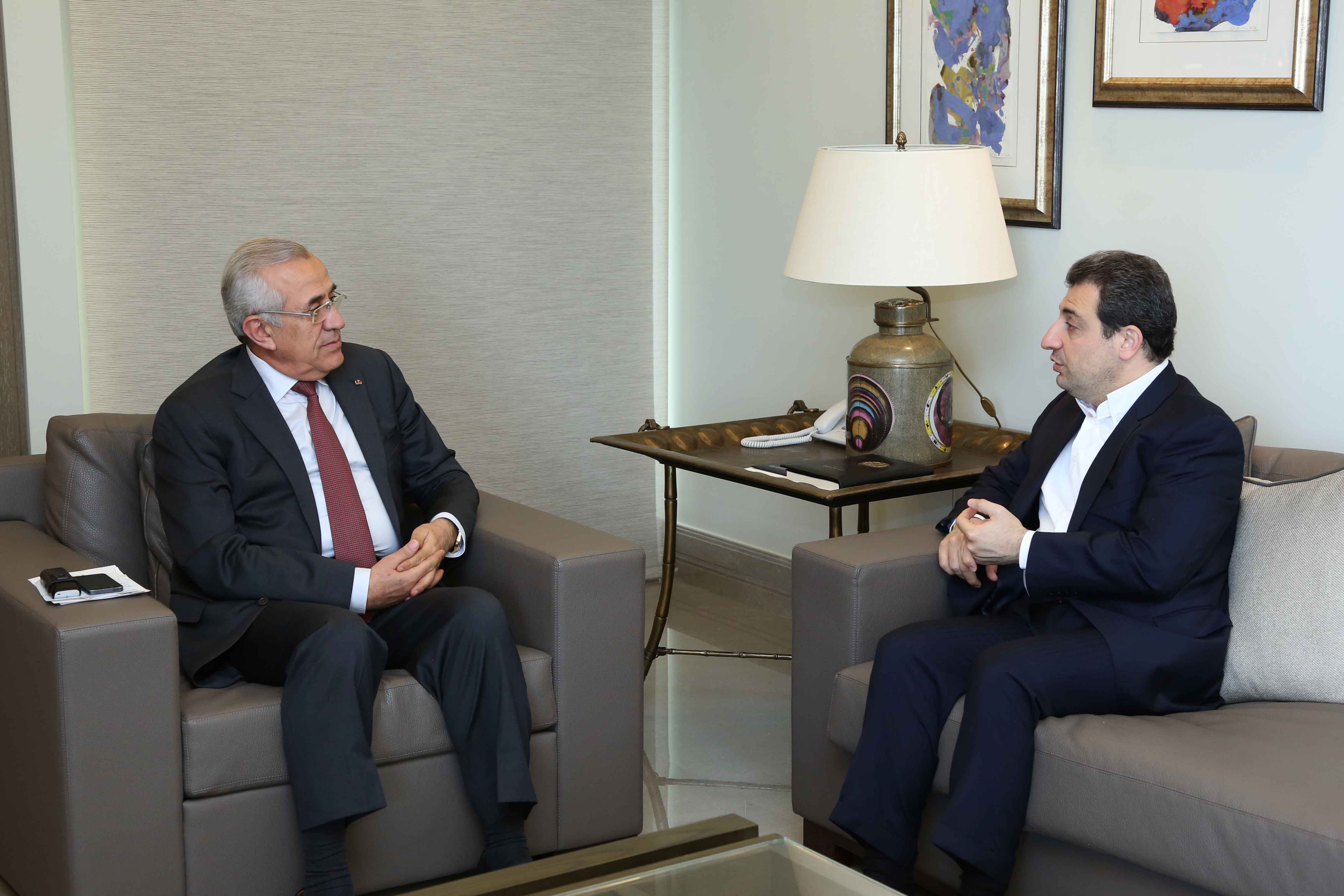 Former President Michel Sleiman Meets Minister Wael Abou Faour